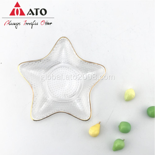 Home Hotel Restaurant Glass Plate Clear Starfish Glass Plate with Gold Rim Factory